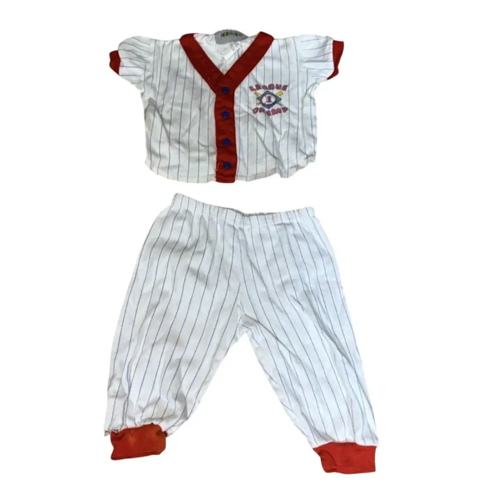 Vintage 90s Childwise Baby Boy Baseball 2-Piece Outfit Set Size 6-9 Months